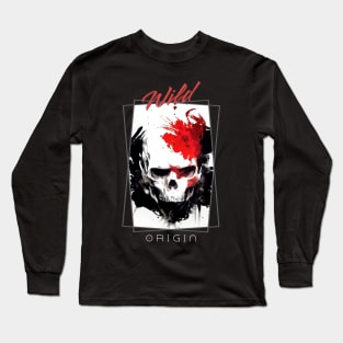 Skull Wild Nature Free Spirit Art Brush Painting Long Sleeve T-Shirt